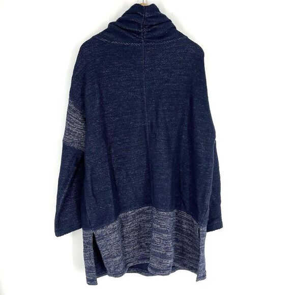 Soft Surroundings Tunic Top Size Large Navy Textured Cowl Neck Knit Long Sleeve - Picture 5 of 8